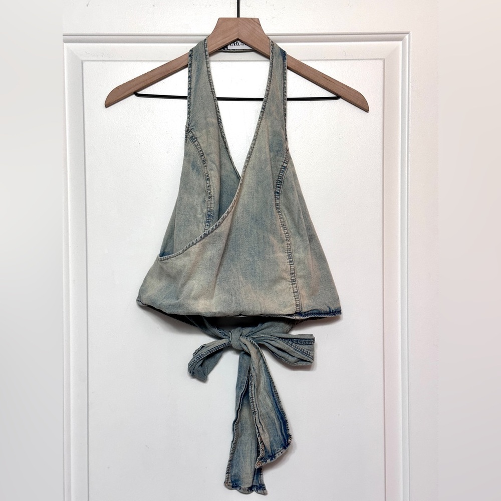 Zara denim Halter Top size L